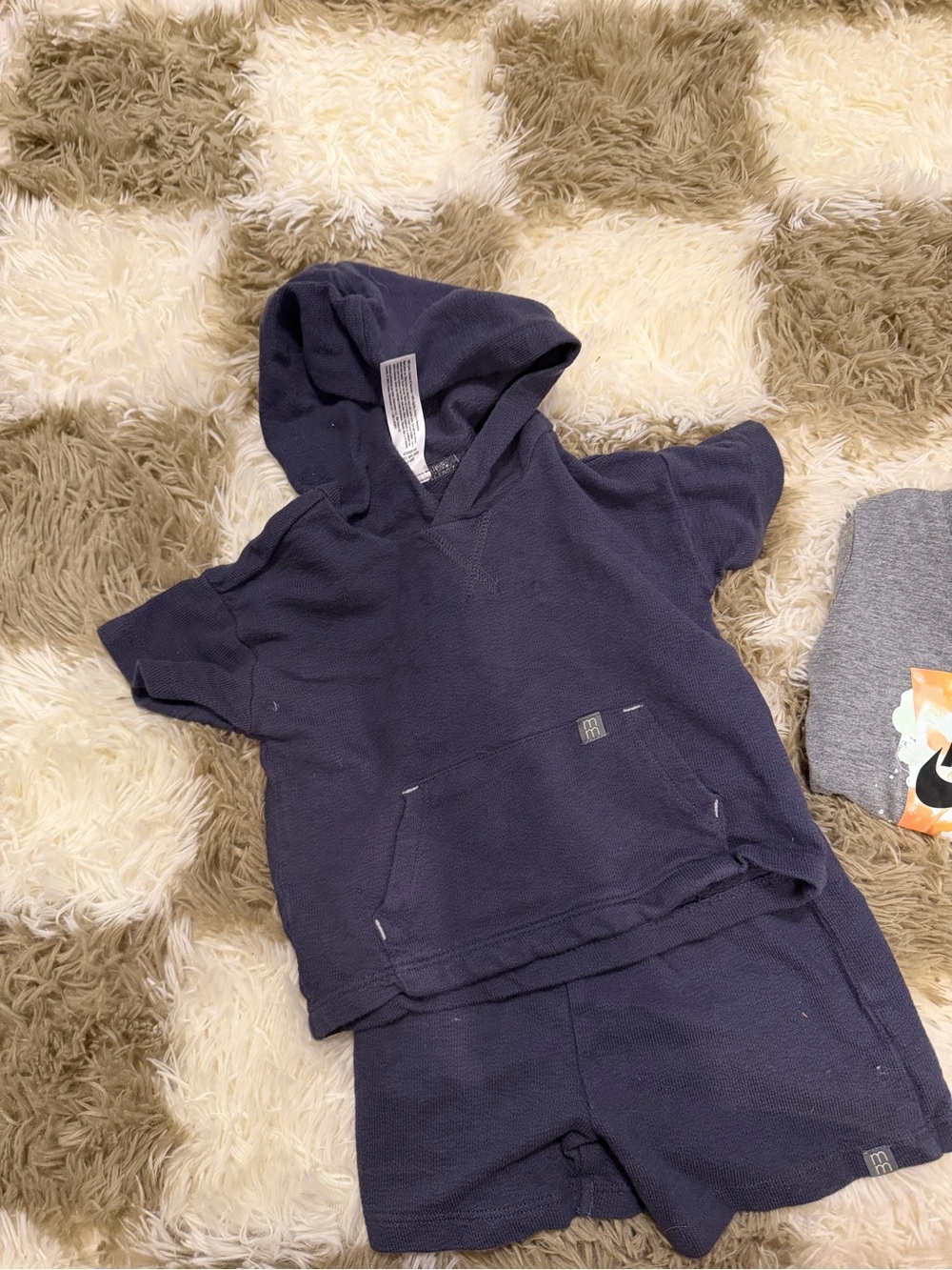 Kids Navy Hooded Short Set - Unbranded